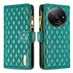 For Xiaomi Redmi A3 Diamond Lattice Zipper Wallet Leather Flip Phone Case(Green)