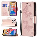 For Xiaomi Poco F5 5G / Redmi Note 12 Turbo Two Butterflies Embossing Leather Phone Case(Rose Gold)