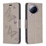 For Xiaomi Civi 3 5G Two Butterflies Embossing Leather Phone Case(Grey)