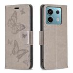 For Xiaomi Redmi Note 13 Pro 5G Two Butterflies Embossing Leather Phone Case(Grey)