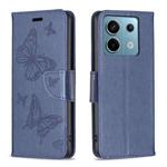 For Xiaomi Redmi Note 13 Pro 4G Global Two Butterflies Embossing Leather Phone Case(Blue)