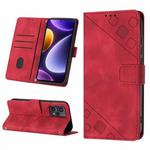 For Xiaomi Poco F5 5G/Redmi Note 12 Turbo Skin Feel Embossed Leather Phone Case(Red)