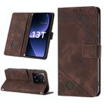 For Xiaomi 13T Skin-feel Embossed Leather Phone Case(Brown)