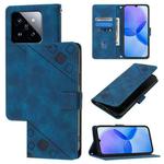 For Xiaomi 14 Pro Skin Feel Embossed Leather Phone Case(Blue)