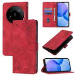 For Xiaomi 14 Ultra Skin Feel Embossed Leather Phone Case(Red)