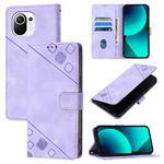 For Xiaomi Mi 11 Skin Feel Embossed Leather Phone Case(Light Purple)