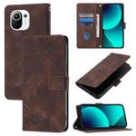 For Xiaomi Mi 11 Skin Feel Embossed Leather Phone Case(Brown)