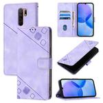 For Xiaomi Poco M2 Global / Redmi 9 Skin Feel Embossed Leather Phone Case(Light Purple)
