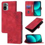 For Xiaomi Poco M5s / Redmi Note 11 SE India Skin Feel Embossed Leather Phone Case(Red)