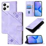 For Xiaomi Poco M6 Pro 5G / Redmi 12 4G / 5G Skin Feel Embossed Leather Phone Case(Light Purple)
