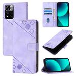 For Xiaomi Poco X4 NFC 5G Skin Feel Embossed Leather Phone Case(Light Purple)