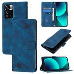 For Xiaomi Poco X4 NFC 5G Skin Feel Embossed Leather Phone Case(Blue)