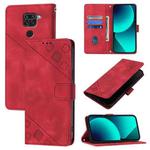 For Xiaomi Redmi Note 9 4G / Redmi 10X 4G Skin Feel Embossed Leather Phone Case(Red)