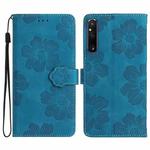 For Sony Xperia 1 V Flower Embossing Pattern Leather Phone Case(Blue)