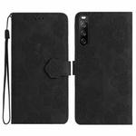For Sony Xperia 10 V Flower Embossing Pattern Leather Phone Case(Black)