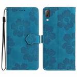 For Sony Xperia L3 Flower Embossing Pattern Leather Phone Case(Blue)