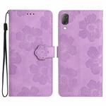 For Sony Xperia L3 Flower Embossing Pattern Leather Phone Case(Purple)