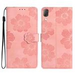 For Sony Xperia L3 Flower Embossing Pattern Leather Phone Case(Pink)