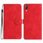 For Sony Xperia L3 Flower Embossing Pattern Leather Phone Case(Red)