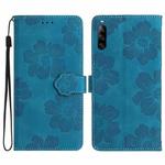 For Sony Xperia L4 Flower Embossing Pattern Leather Phone Case(Blue)