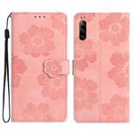 For Sony Xperia L4 Flower Embossing Pattern Leather Phone Case(Pink)