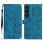 For Sony Xperia 1 VI Flower Embossing Pattern Leather Phone Case(Blue)