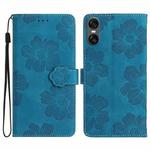 For Sony Xperia 10 VI Flower Embossing Pattern Leather Phone Case(Blue)