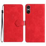 For Sony Xperia 10 VI Flower Embossing Pattern Leather Phone Case(Red)