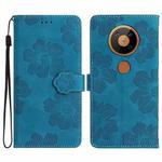 For Nokia 5.4 Flower Embossing Pattern Leather Phone Case(Blue)