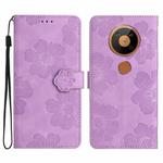 For Nokia 5.4 Flower Embossing Pattern Leather Phone Case(Purple)