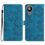 For Nokia 5.3 Flower Embossing Pattern Leather Phone Case(Blue)