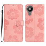 For Nokia 5.3 Flower Embossing Pattern Leather Phone Case(Pink)