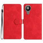 For Nokia 5.3 Flower Embossing Pattern Leather Phone Case(Red)