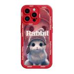 For iPhone 14 Plus Liquid Silicone Oil Painting Rabbit Phone Case(Red)