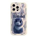 For iPhone 14 Pro Liquid Silicone Oil Painting Rabbit Phone Case(Beige Grey)