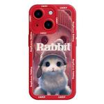 For iPhone 15 Liquid Silicone Oil Painting Rabbit Phone Case(Red)