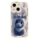 For iPhone 15 Liquid Silicone Oil Painting Rabbit Phone Case(Beige Grey)
