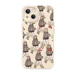 For iPhone 14 Liquid Silicone Pedestrians Pattern Phone Case(Beige)