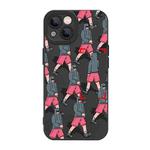 For iPhone 14 Pro Max Liquid Silicone Pedestrians Pattern Phone Case(Black)