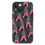 For iPhone 15 Liquid Silicone Pedestrians Pattern Phone Case(Black)