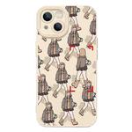 For iPhone 15 Liquid Silicone Pedestrians Pattern Phone Case(Beige)