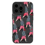 For iPhone 15 Pro Liquid Silicone Pedestrians Pattern Phone Case(Black)