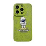 For iPhone 14 Pro Liquid Silicone Astronaut Pattern Phone Case(Green)