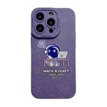 For iPhone 12 Liquid Silicone Astronaut Pattern Phone Case(Dark Purple)