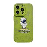 For iPhone XS Max Liquid Silicone Astronaut Pattern Phone Case(Green)