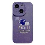 For iPhone 15 Liquid Silicone Astronaut Pattern Phone Case(Dark Purple)