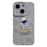 For iPhone 15 Liquid Silicone Astronaut Pattern Phone Case(Grey)