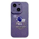 For iPhone 15 Plus Liquid Silicone Astronaut Pattern Phone Case(Dark Purple)