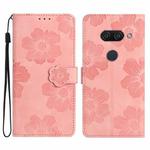 For LG K50 Flower Embossing Pattern Leather Phone Case(Pink)