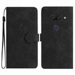 For LG K50 Flower Embossing Pattern Leather Phone Case(Black)